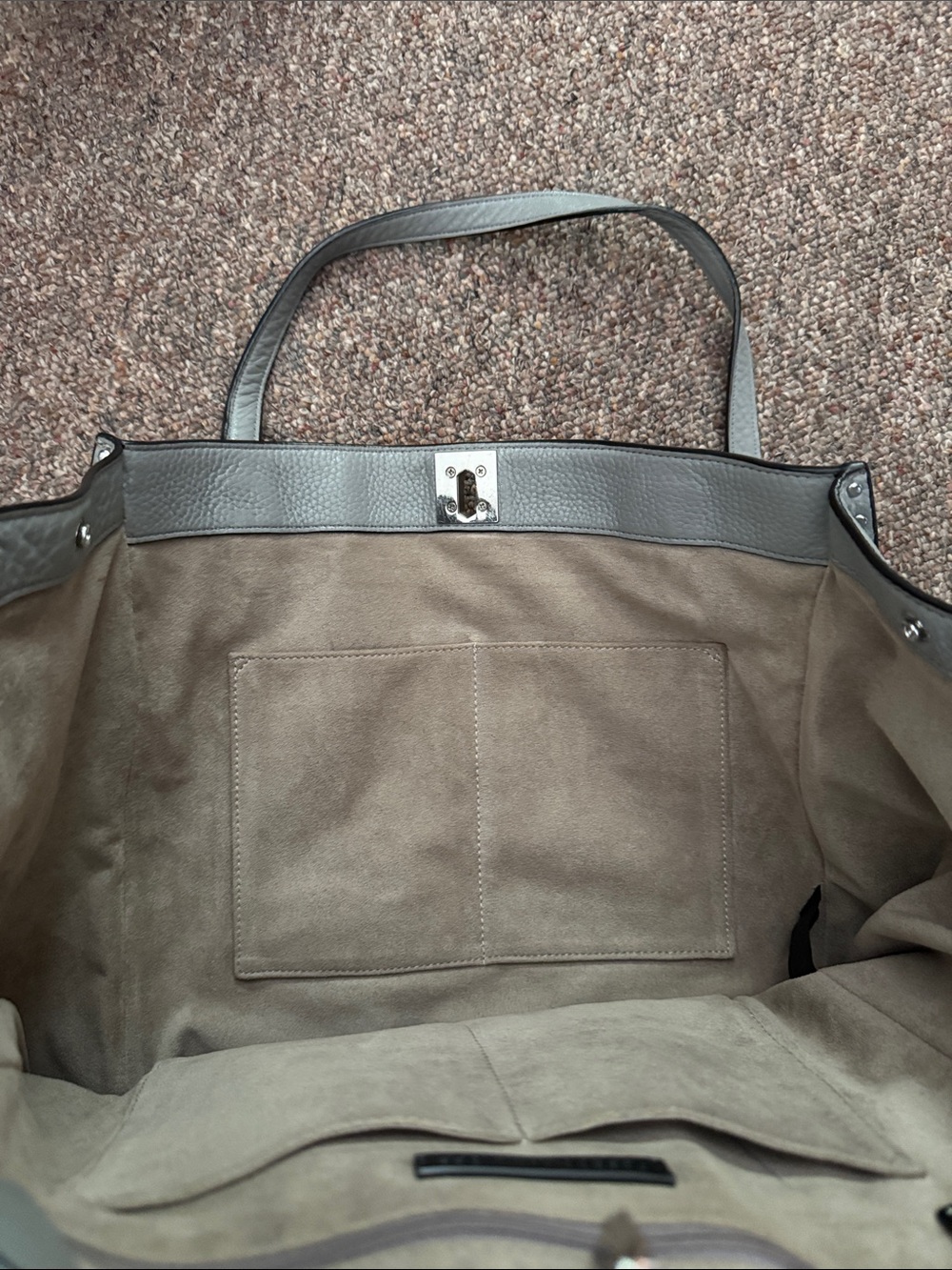 Rebecca Minkoff Gray Pebbled Leather Tote with Stud Trim - Picture 7 of 10